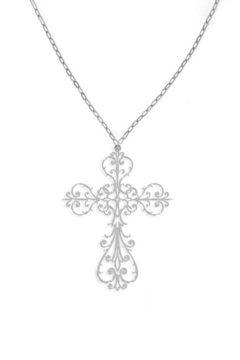 ORNAMENTAL CROSS ROSARY SILVER