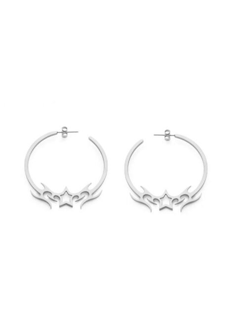 FALLEN STAR HOOP EARRINGS SILVER