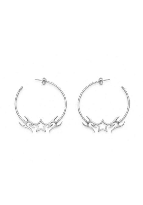 FALLEN STAR HOOP EARRINGS SILVER